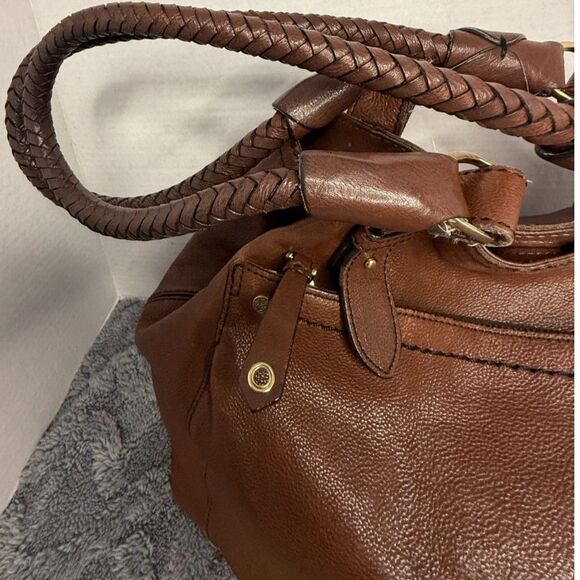 Large Vintage Cole Haan Butter Soft Pebbled Leather Shoulder Satchel Bag Brown - Picture 8 of 14